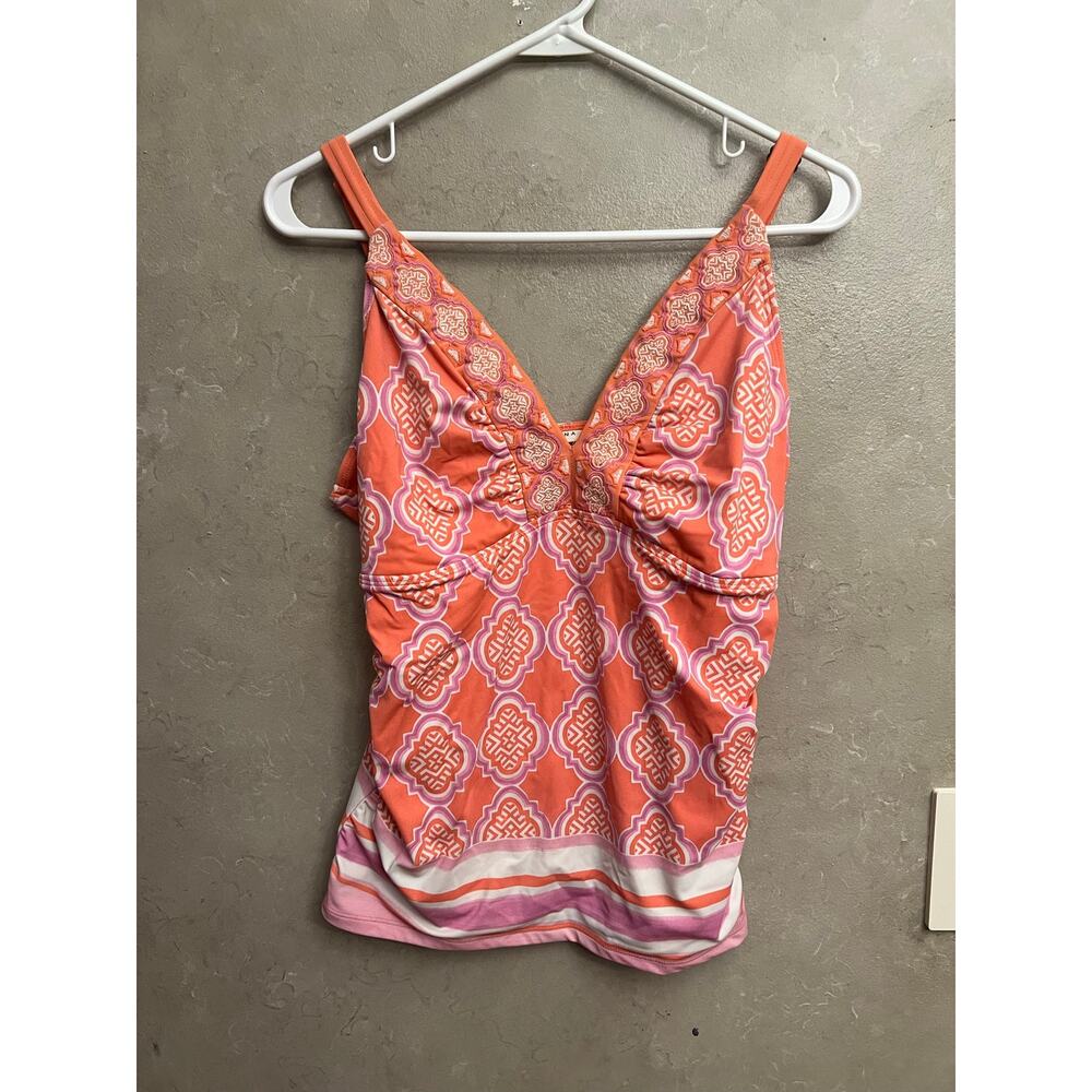 Cabana Life Coral Gables Embroidered Tankini Top Size L UPF 50+ Sun Protective - Picture 2 of 12